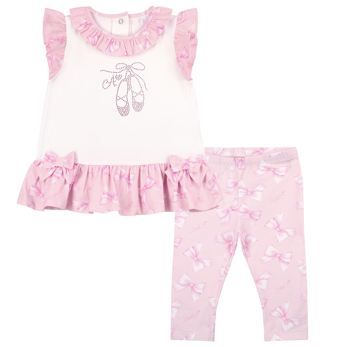 Little A Baby 'Oriana' Pink Bow Leggings Set