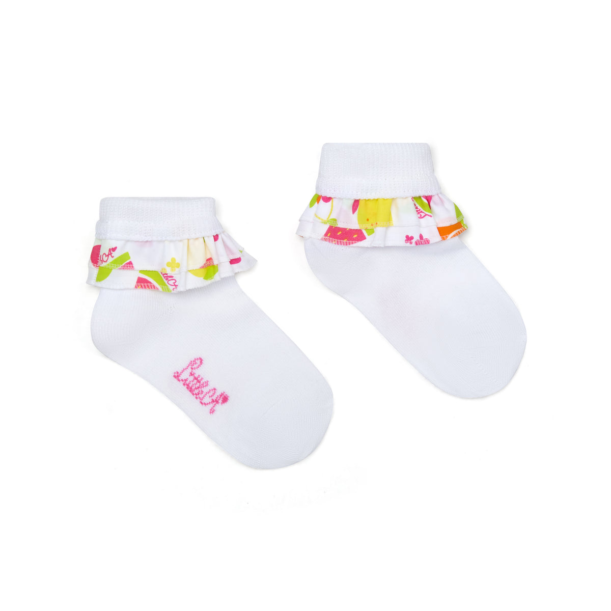 Little A Baby White 'Poppy' Fruit Print Socks