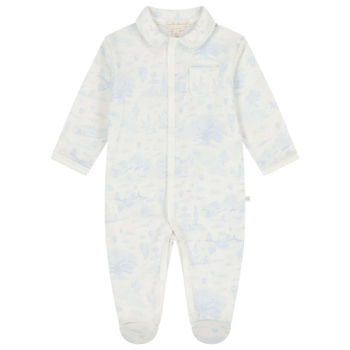 Marie Chantal Blue Toile de Jouy Babygrow