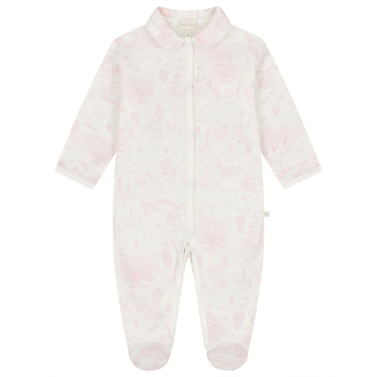 Marie Chantal Pink Toile de Jouy Babygrow