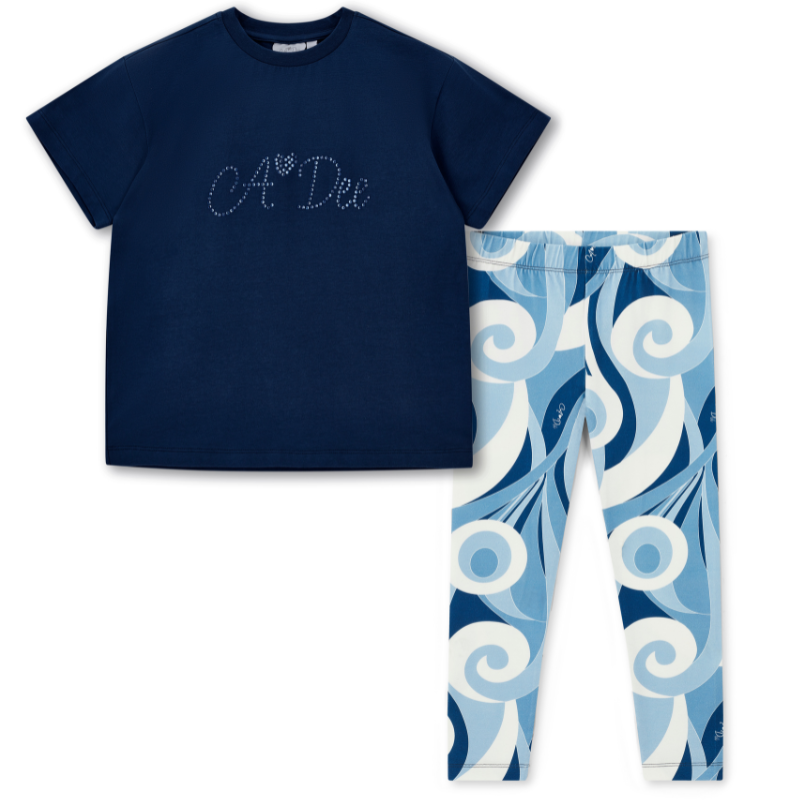A Dee Girls Mimi Navy Swirl Leggings Set