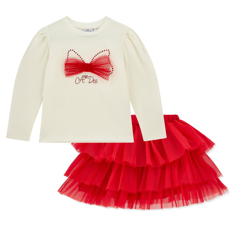 A Dee Girls Layla Red Tulle Skirt Set