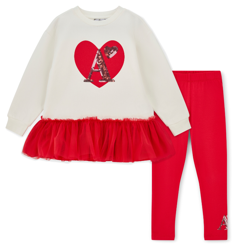 A Dee Girls Lucia Tulle Heart Leggings Set