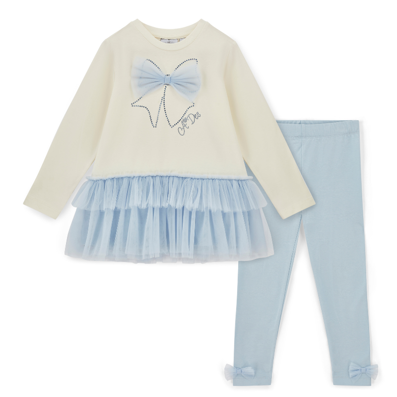 A Dee Girls Mila Blue Tulle Bow Leggings Set