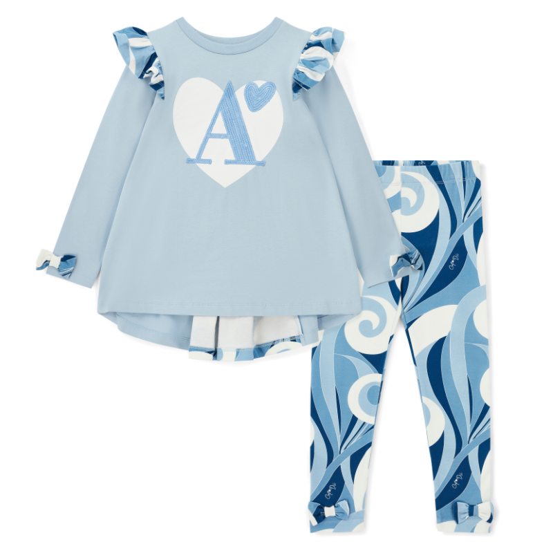 A Dee Girls Nina Blue Swirl Print Leggings Set