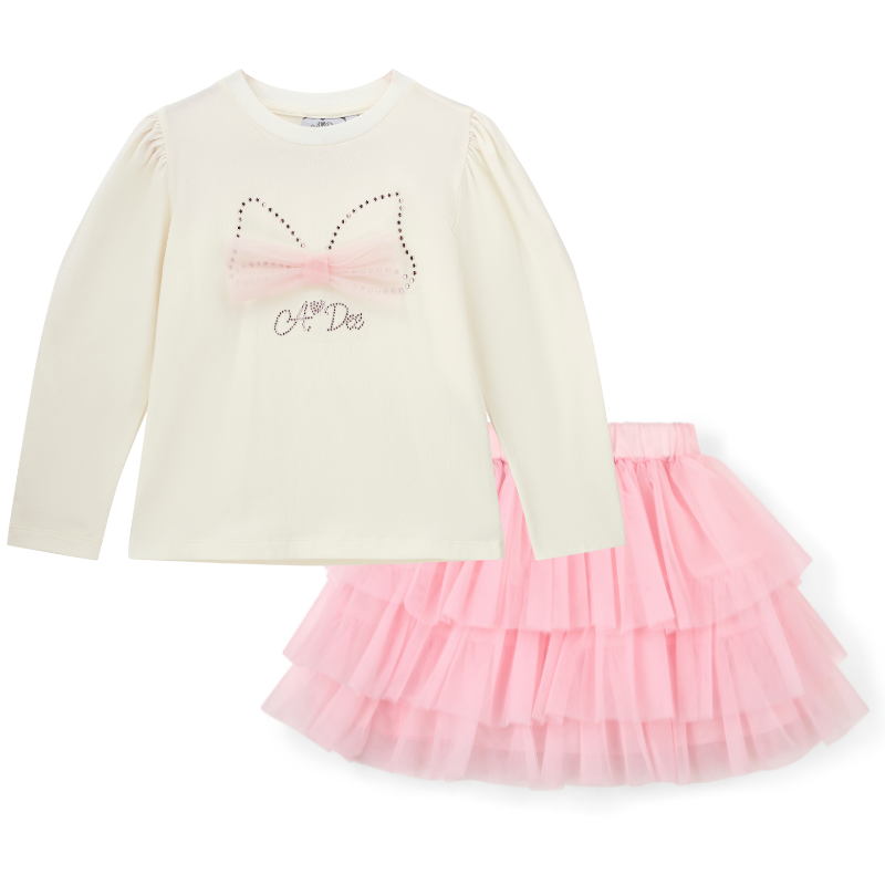 A Dee Girls Mackenzie Pink Tulle Skirt Set