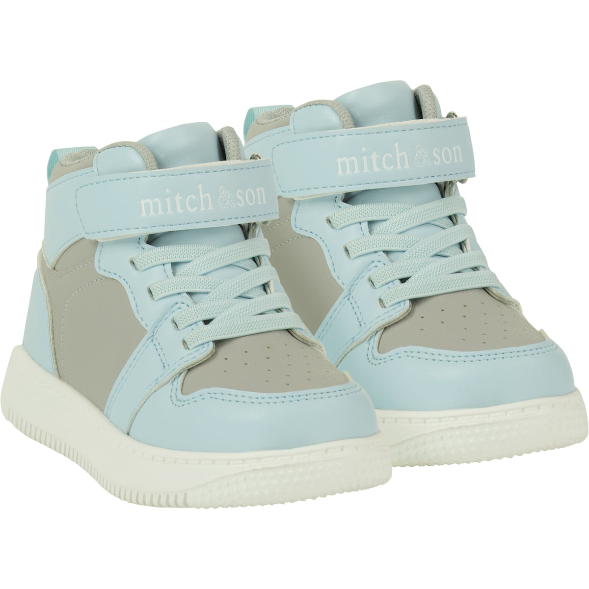 Mitch & Son Pale Blue/Grey 'Jump' High Top Trainers