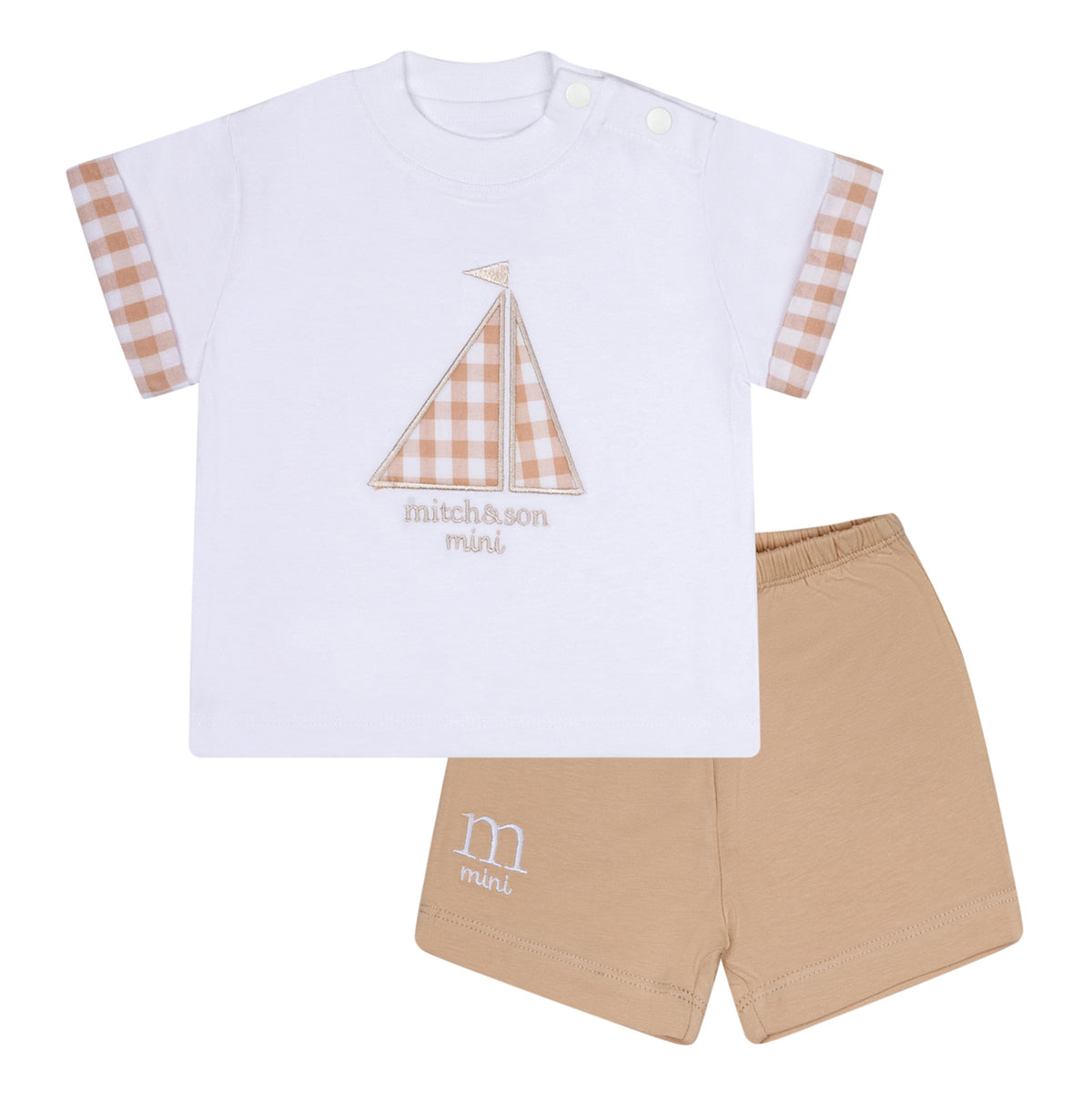 Mini Mitch Boys 'Skylar' Beige Boat Shorts Set