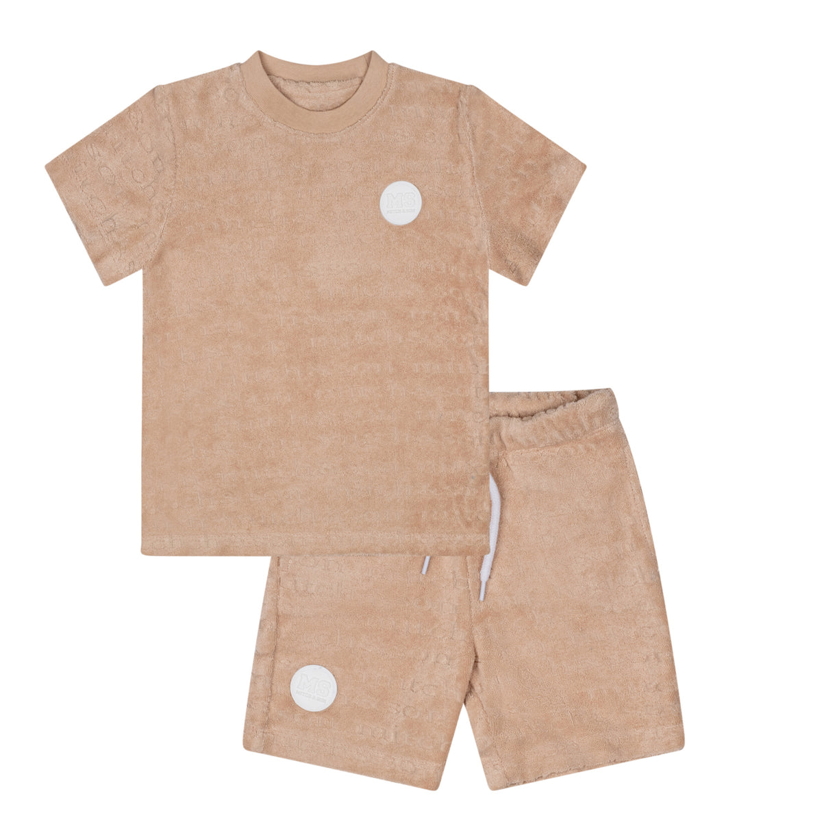 Mitch & Son Boys 'Terry' Beige Towelling Shorts Set