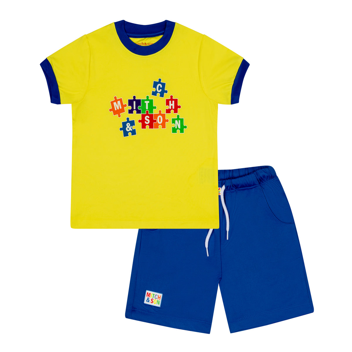 Mitch & Son Boys 'Vince' Yellow Jigsaw Shorts Set