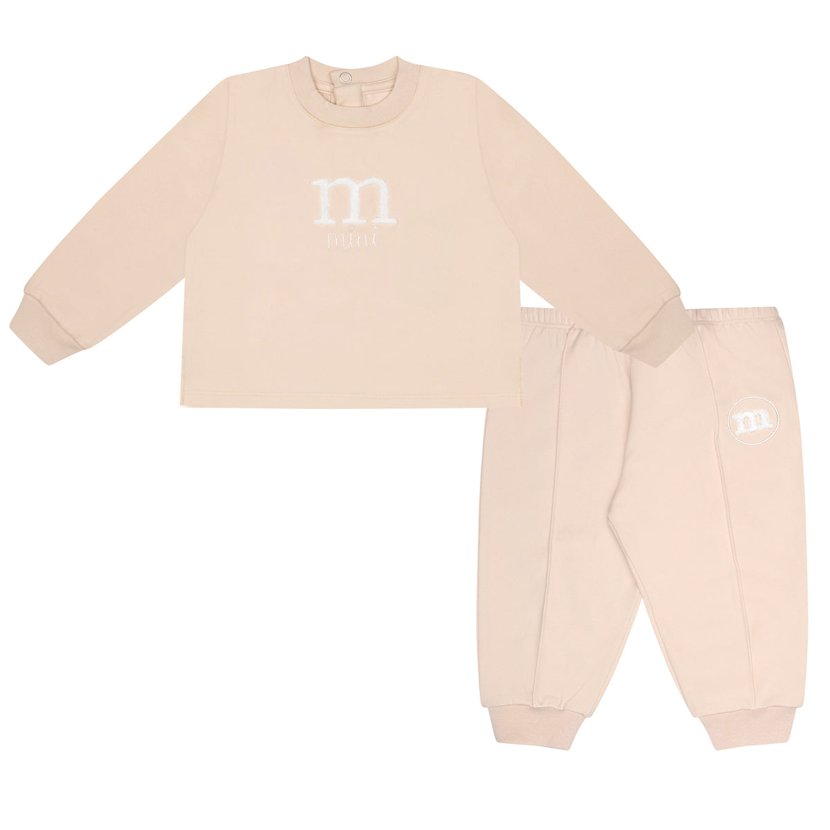 Mini Mitch Boys Beige 'David' Logo Jogsuit