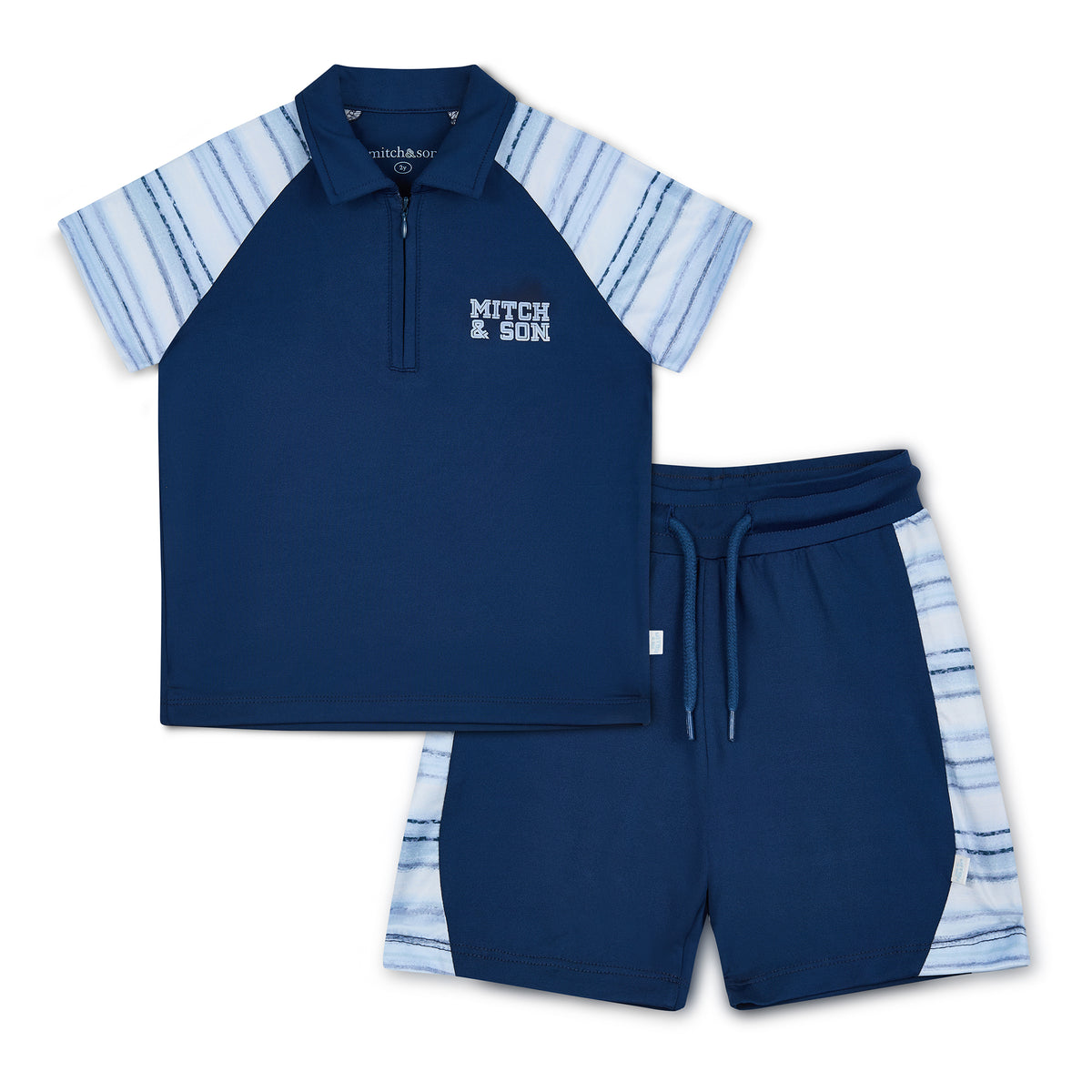 Mitch & Son Boys 'Flynn' Poly Stripe Polo Set