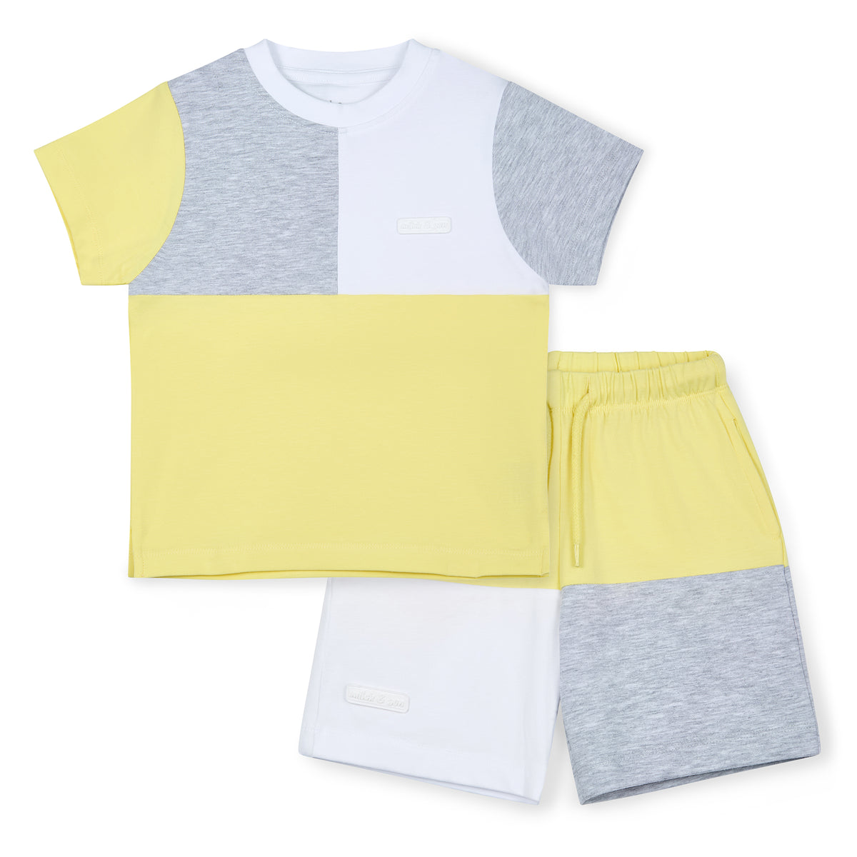 Mitch & Son Boys 'Gray' Yellow Colourblock Shorts Set