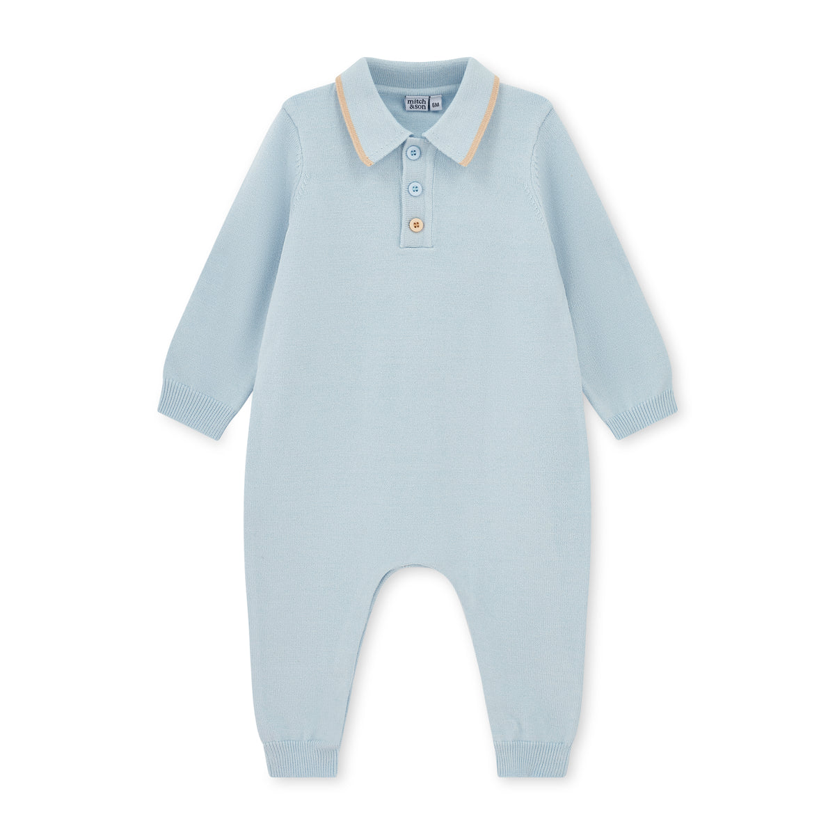 Mini Mitch Baby Blue 'Mack' Knit Romper