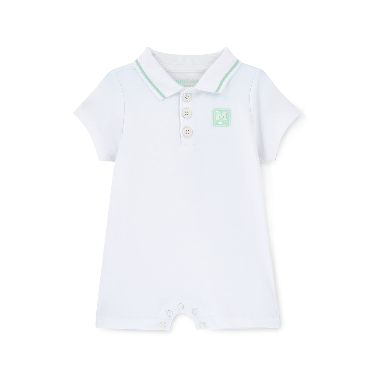 Mini Mitch Baby White Nash Polo Romper