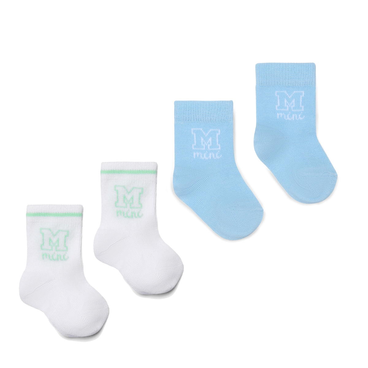 Mini Mitch Baby Blue/White 2 Pack Socks
