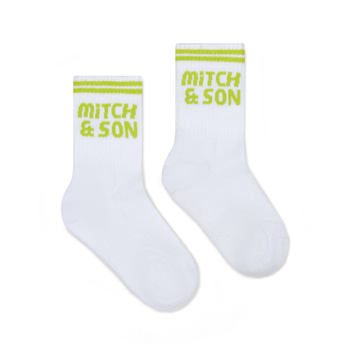 Mitch & Son Boys White/Lime Logo Socks