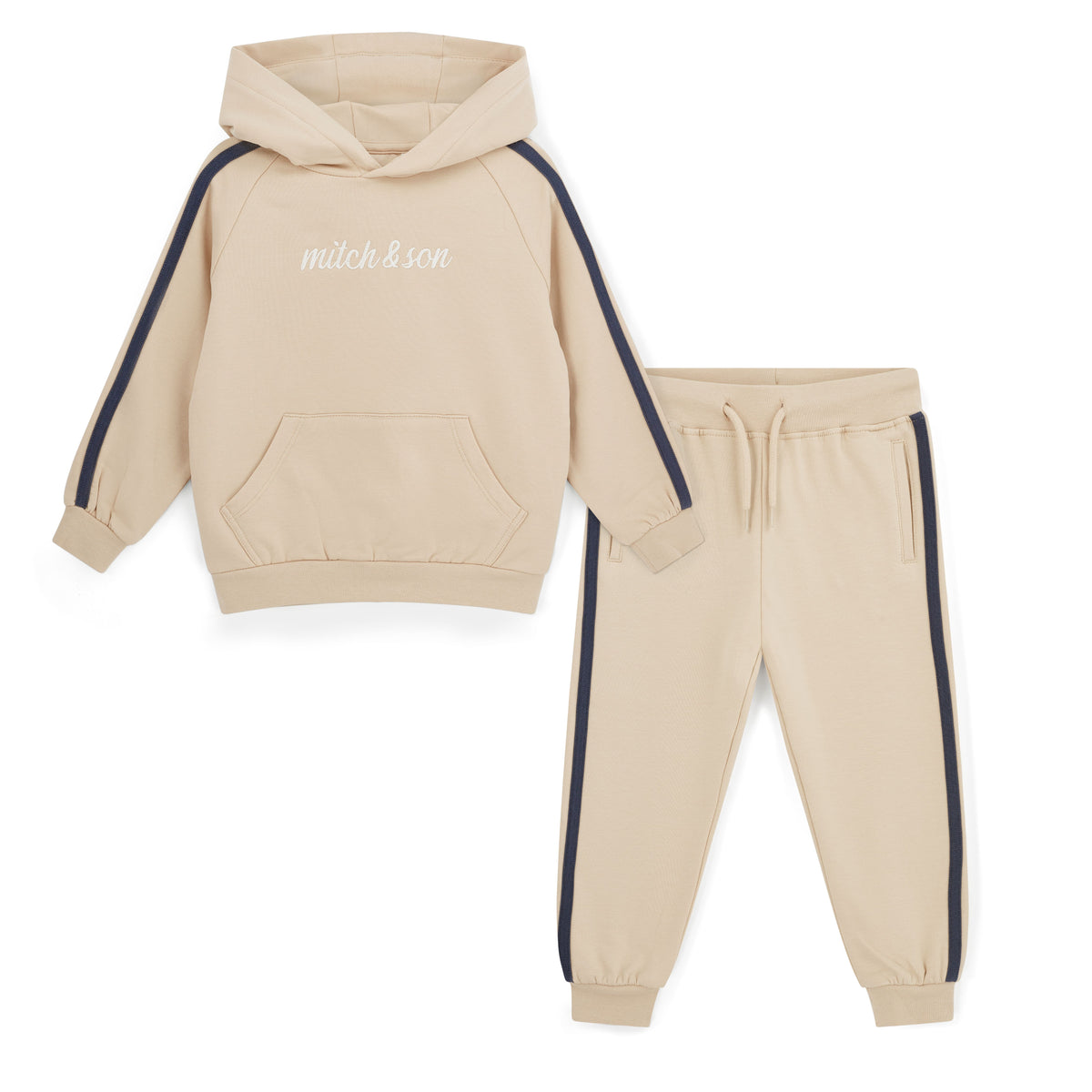 Mitch & Son Boys Beige Scott Hooded Jogsuit