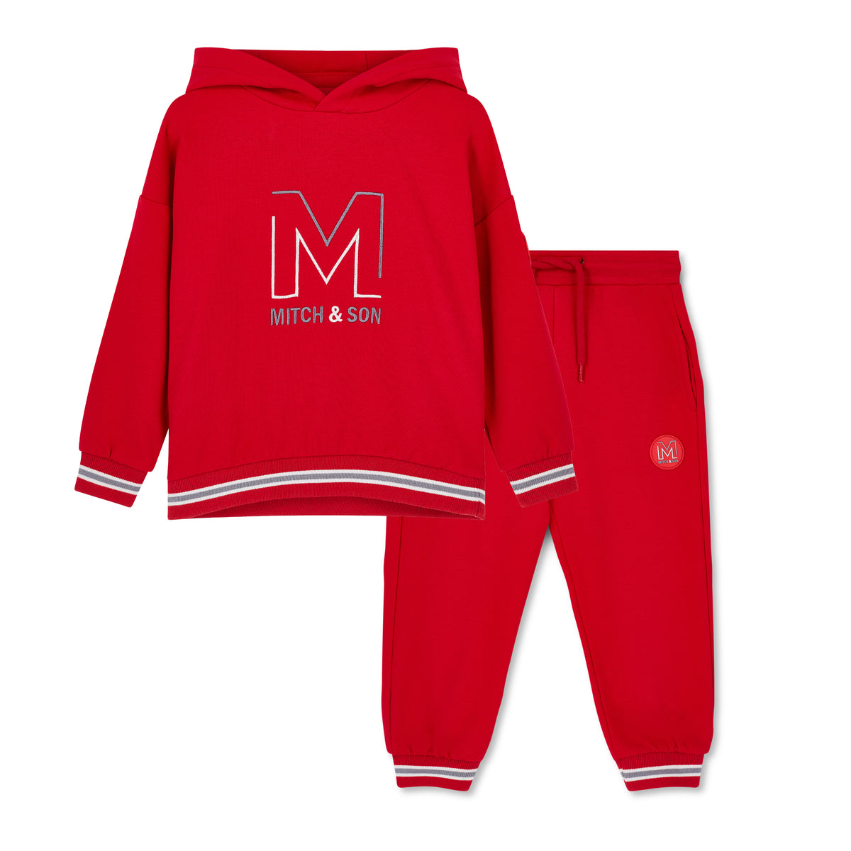 Mitch & Son Boys Red Hooded Tate Jogsuit