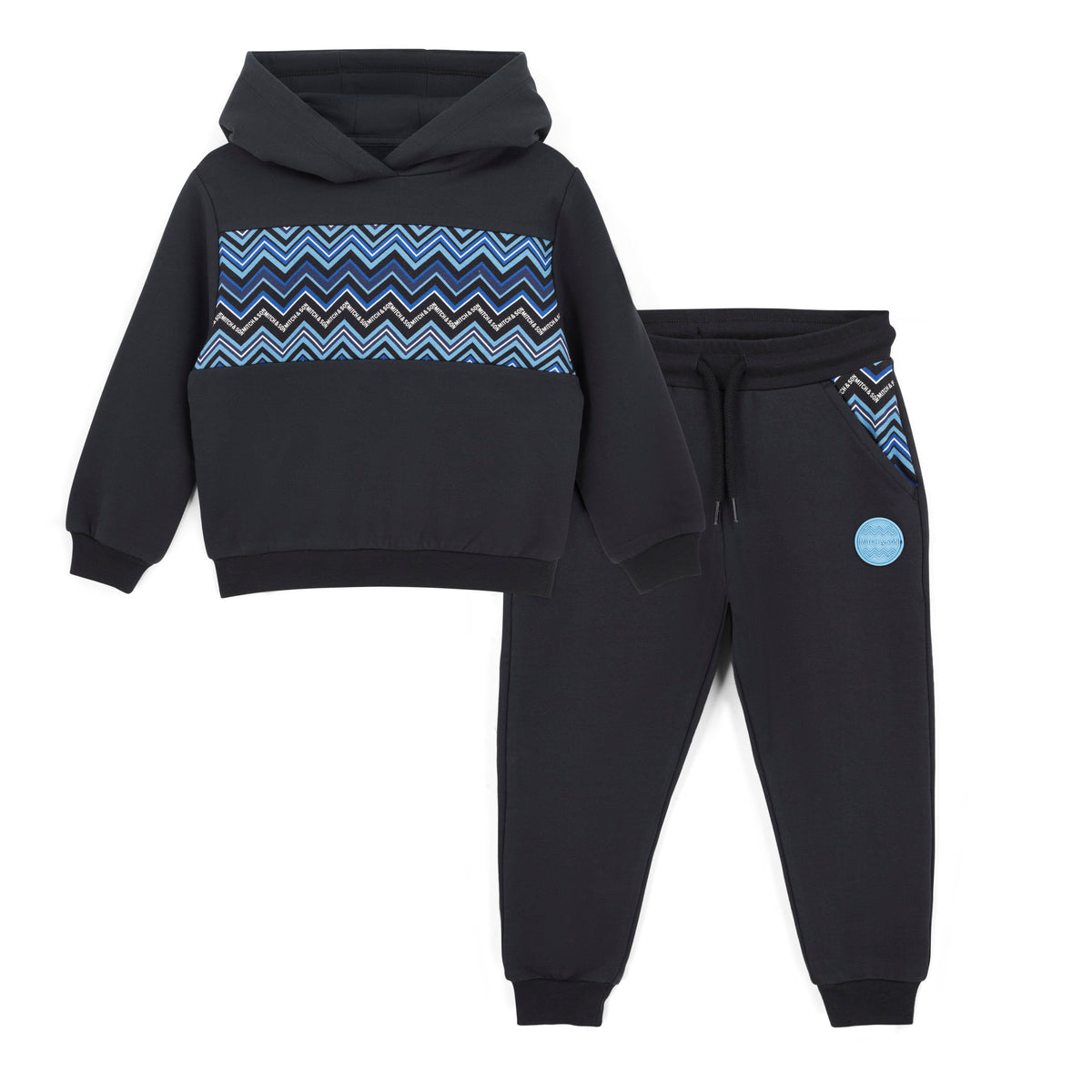 Mitch & Son Boys Black Zig Zag Watson Jogsuit