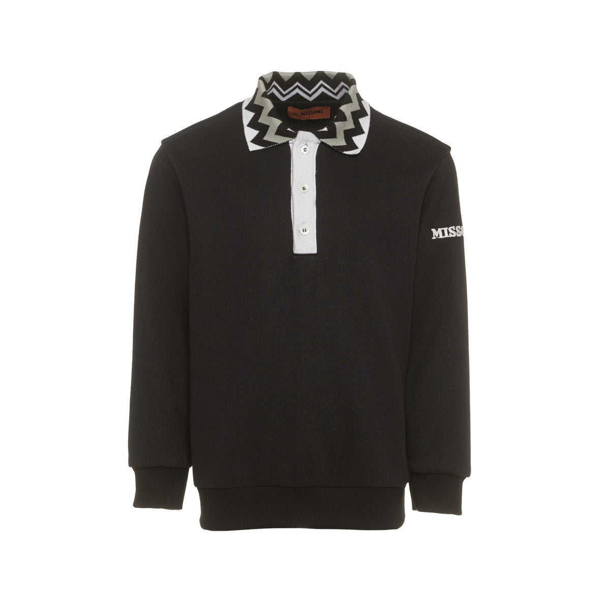 Missoni Black Zig Zag Polo Sweatshirt