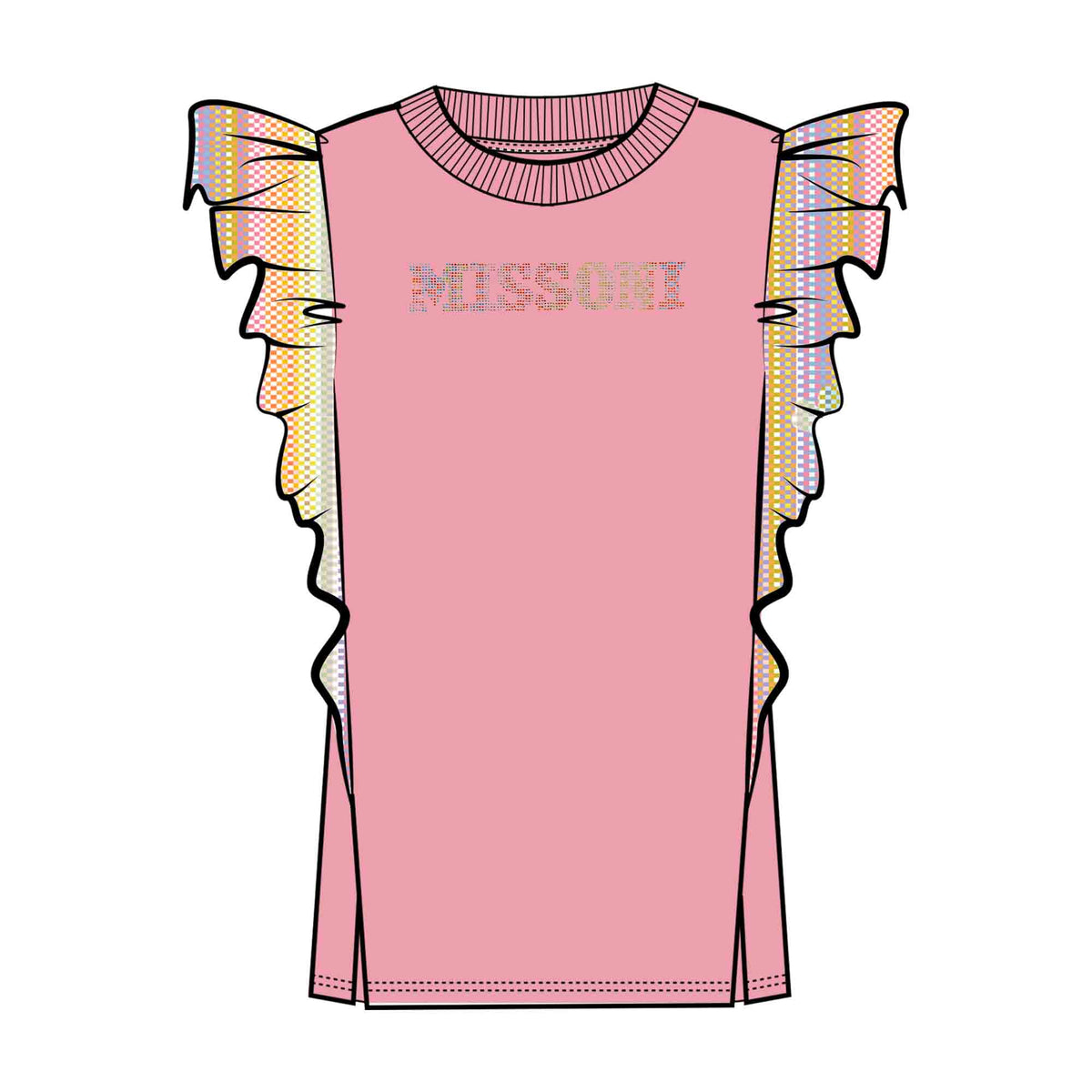 Missoni Girls Pink Frill Branded Dress