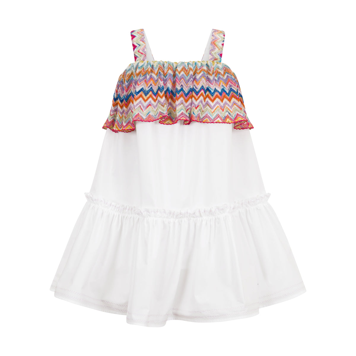 Missoni Girls White Multi Zig Zag Dress