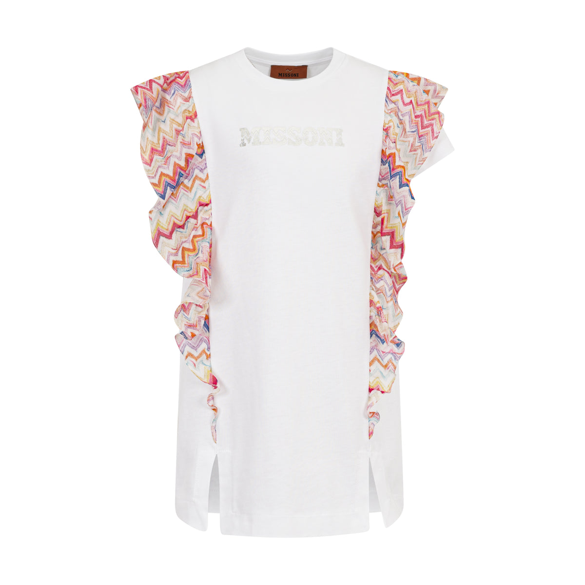 Missoni Girls White Multi Zig Zag Frill Dress