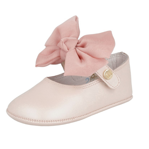 Andanines Baby Pink Pearlised Bow Pre Walkers