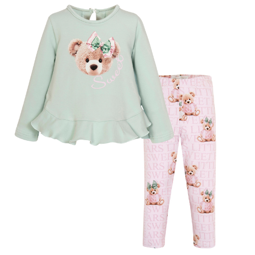 Balloon Chic Pink Teddy Leggings Set