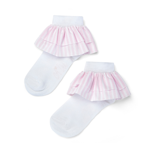 A Dee Girls 'Capri' Stripe Frill Ankle Socks