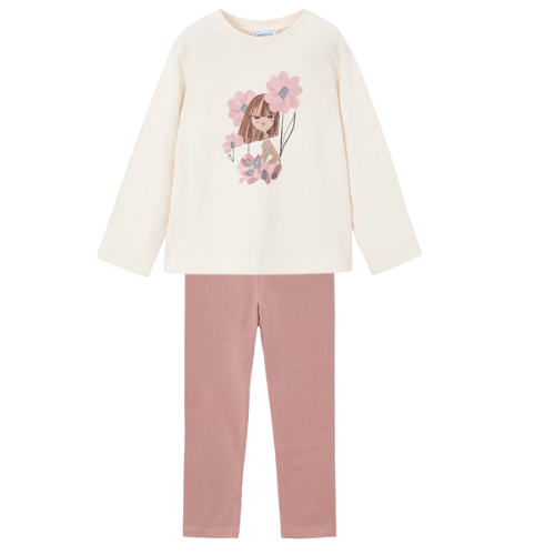Mayoral Girls Pink Flower Girl Leggings Set