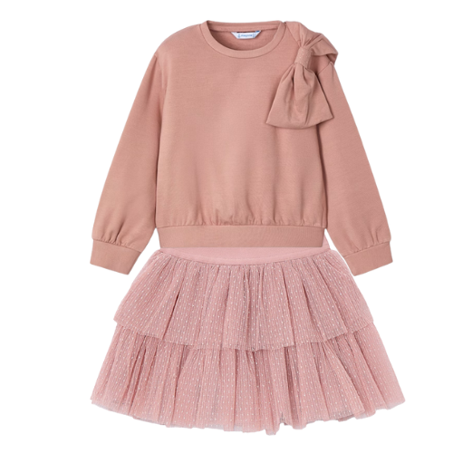 Mayoral Girls Pink Tulle Skirt Set