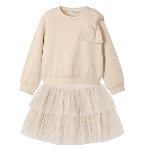 Mayoral Girls Beige Tulle Skirt Set