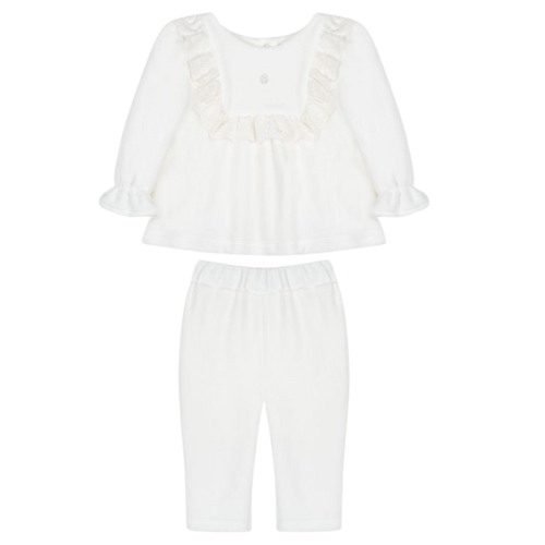 Patachou Baby Ivory Velour Frill Outfit