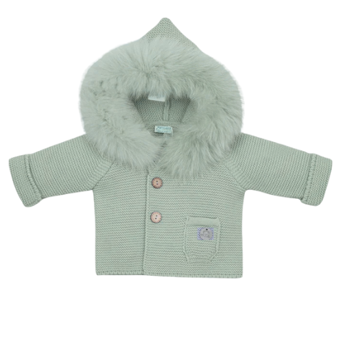 Pangasa Baby Green Knitted Fur Cardigan