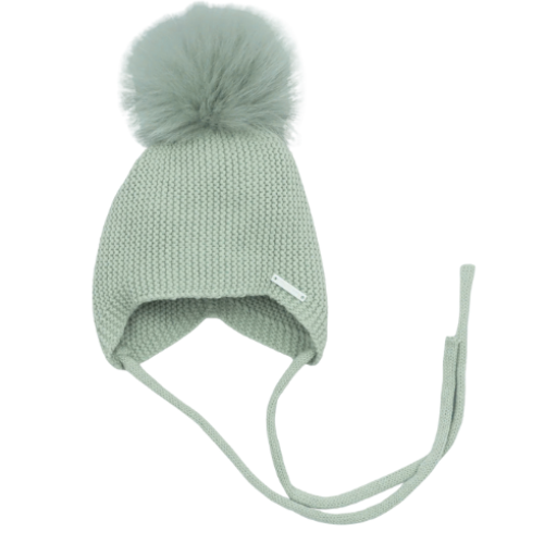 Pangasa Green Knit Tie Pom Pom Hat