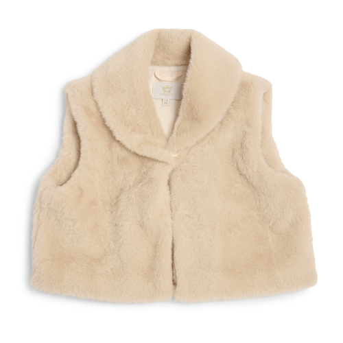 Caramelo Girls Beige Faux Fur Gilet
