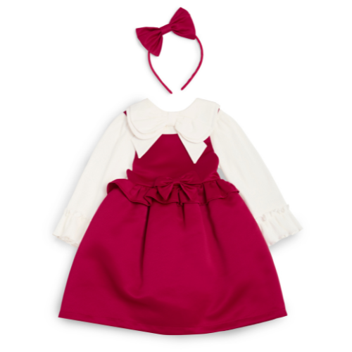 Caramelo Girls Red Bow Pinafore Dress