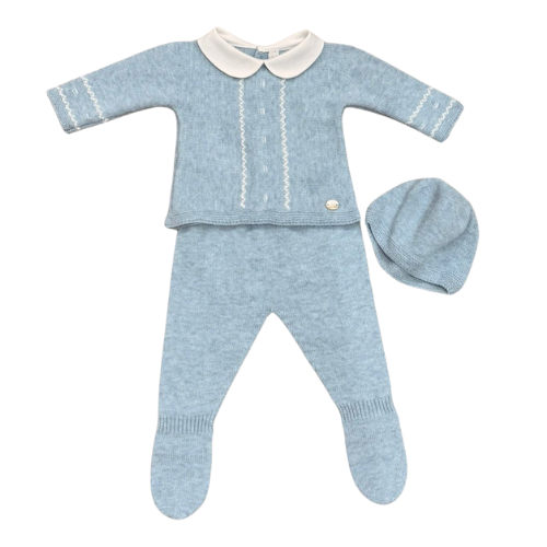 Martin Aranda Blue Knit Three Piece Outfit