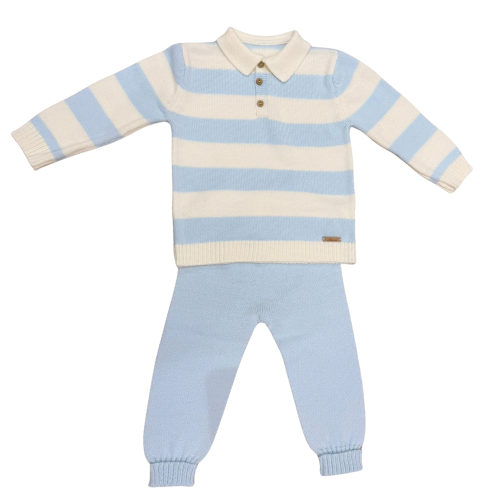 Martin Aranda Baby Pale Blue Stripe Knit Suit