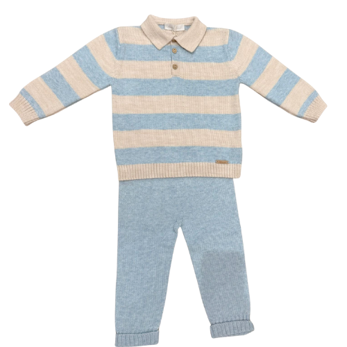 Martin Aranda Baby Blue Stripe Knit Suit
