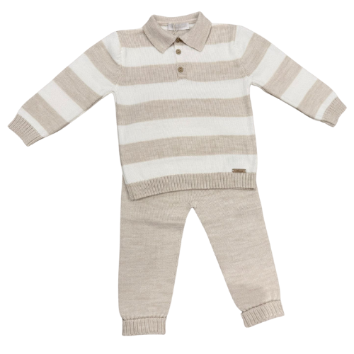 Martin Aranda Baby Beige Stripe Knit Suit