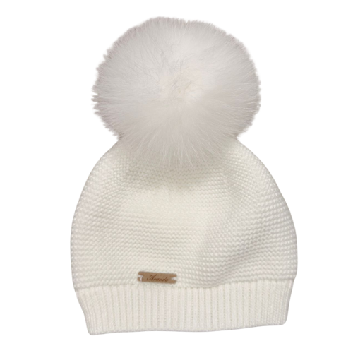 Martin Aranda Baby Ivory Fur Bobble Hat