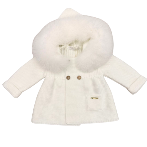Martin Aranda Baby Ivory Fur Hooded Jacket