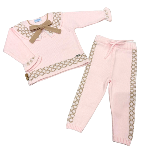 Rahigo Baby Girls Pink & Beige Knit Outfit