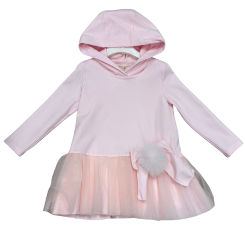 Bimbalo Girls Pink Fur Pom Pom Dress