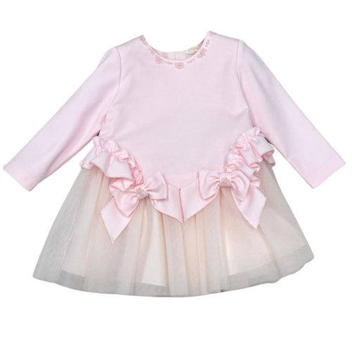 Bimbalo Girls Pink Tulle Bow Dress