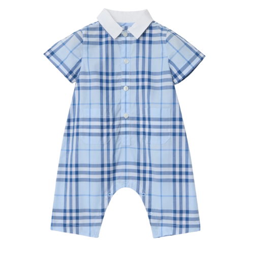 Burberry Baby Blue Check Andreas Romper
