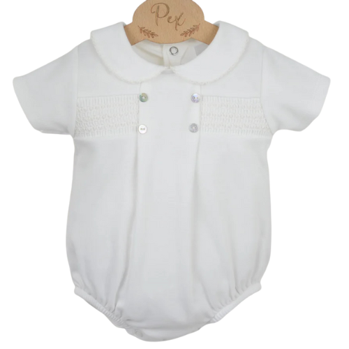 Pex Baby Ivory Smocked Romper